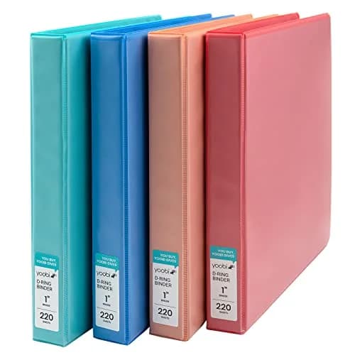 Yoobi 1 Inch D-Ring Binder Set, 4 Pack Multicolor | Holds 220 Sheets thumbnail 1