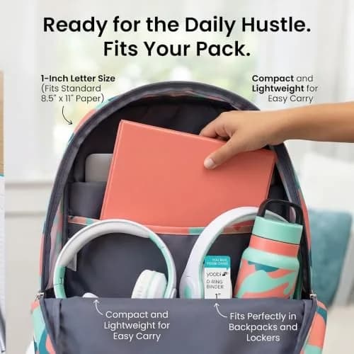 Yoobi 1 Inch D-Ring Binder Set, 4 Pack Multicolor | Holds 220 Sheets thumbnail 3