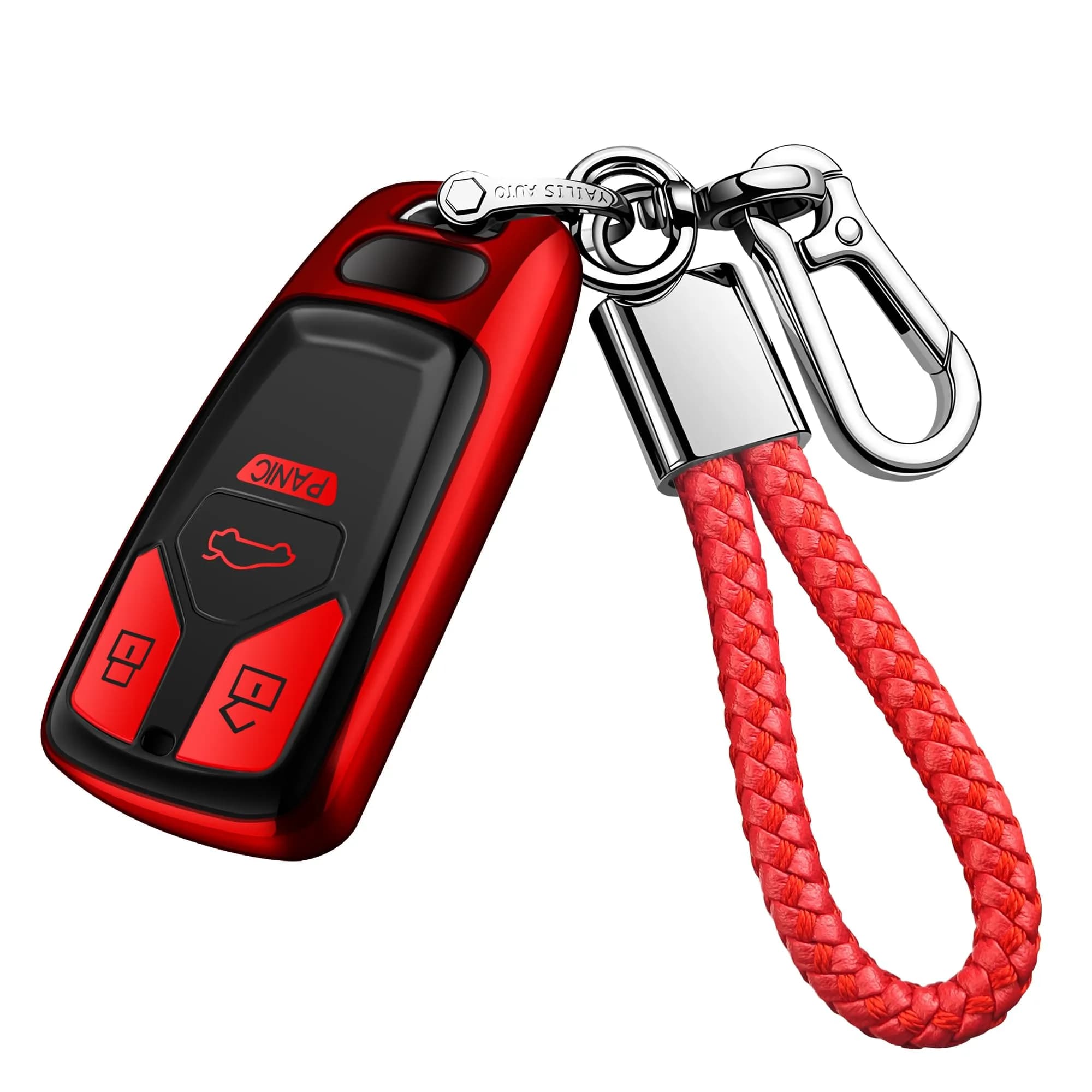 Tukellen for Audi Key Fob Cover with Keychain | Soft TPU Protector Compatible with Audi A4 Q7 TT A3 A6 R8 (Red)
