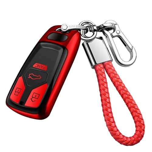 Tukellen for Audi Key Fob Cover with Keychain | Soft TPU Protector Compatible with Audi A4 Q7 TT A3 A6 R8 (Red) thumbnail 1