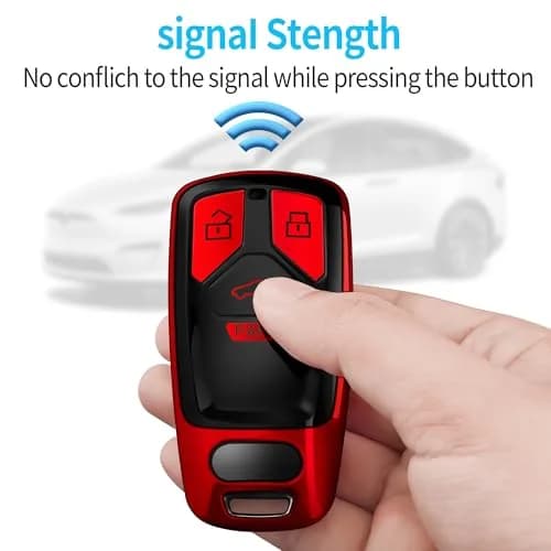 Tukellen for Audi Key Fob Cover with Keychain | Soft TPU Protector Compatible with Audi A4 Q7 TT A3 A6 R8 (Red) thumbnail 6