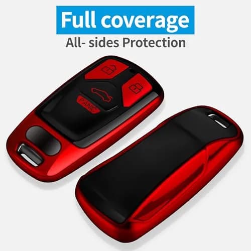 Tukellen for Audi Key Fob Cover with Keychain | Soft TPU Protector Compatible with Audi A4 Q7 TT A3 A6 R8 (Red) thumbnail 4