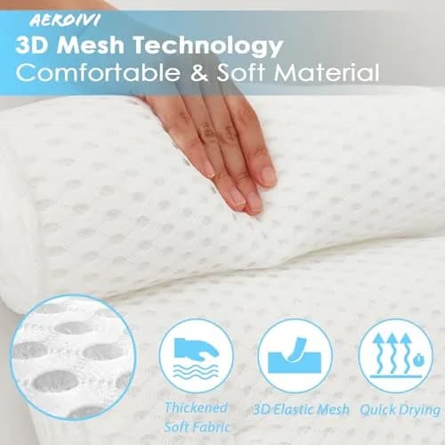 AEROiVi Luxury Bath Pillow for Tub | Soft Mesh Head and Neck Support with 6 Strong Suction Cups, White (1 Count) thumbnail 3