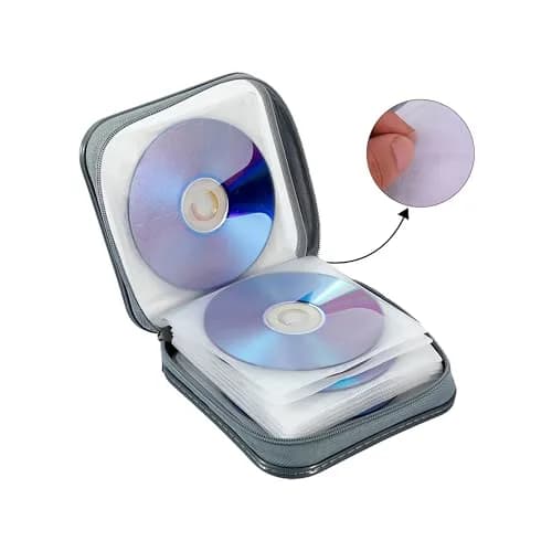 Penxina 40 Capacity CD DVD Case Wallet Holder Portable Disc VCD Heavy Duty Binder Storage Organizer White | Lightweight & Durable thumbnail 2