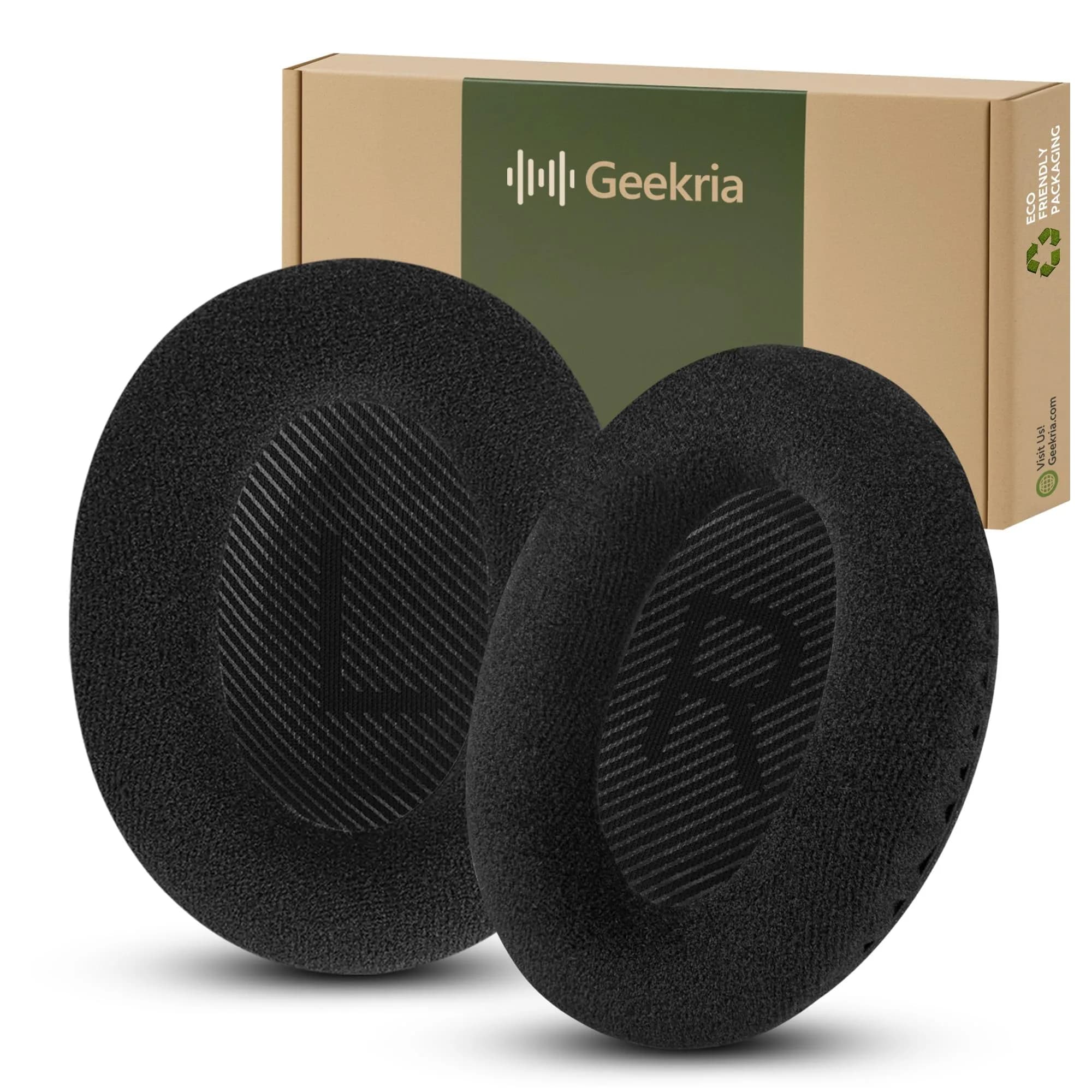 GEEKRIA Comfort Velour Ear Pads for Bose QC45/35 II/35/25/15/SE Headphones (2-Pack, Black) - main product image