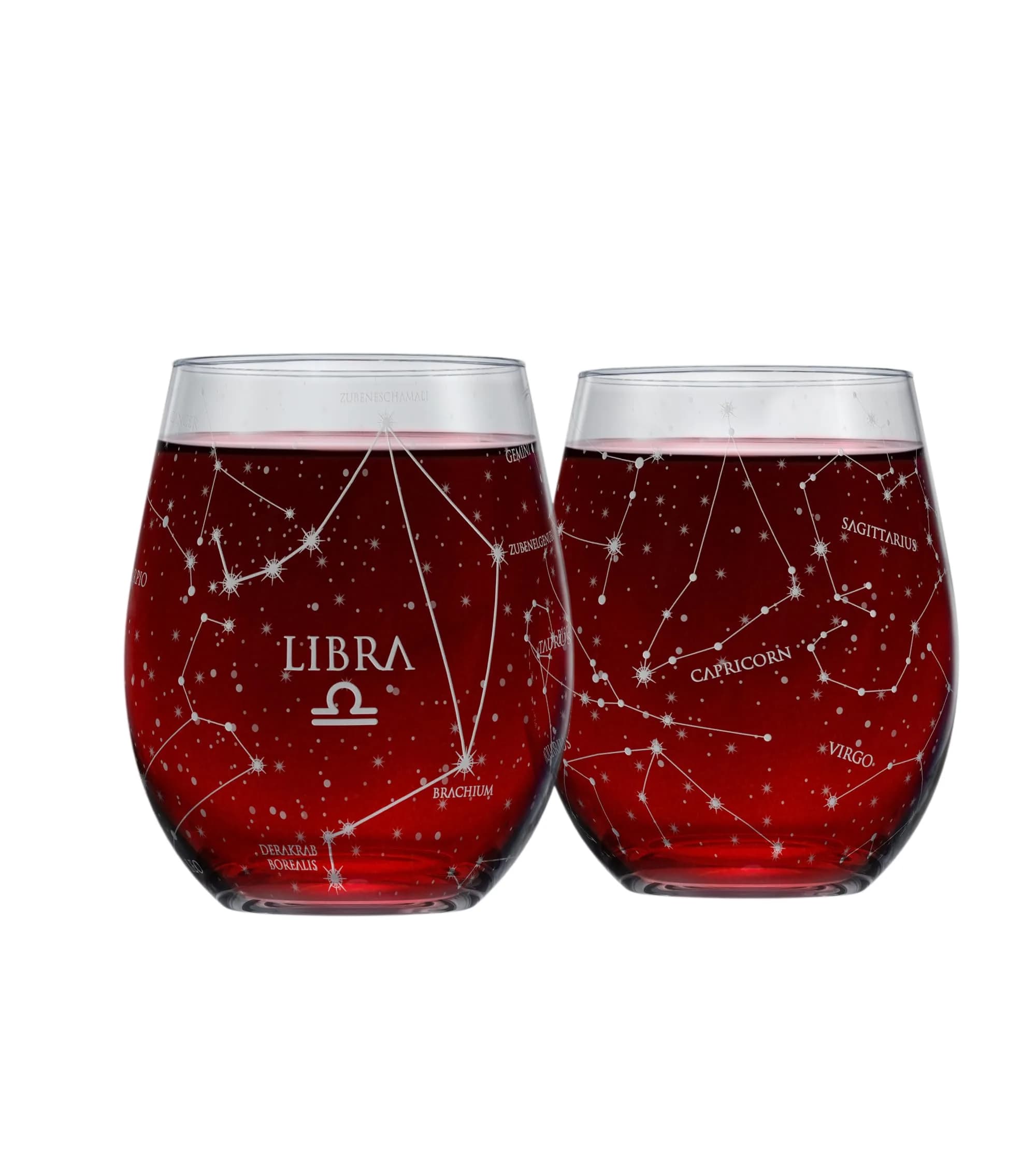 Greenline Goods Libra Zodiac Stemless Wine Glasses 15 oz | Astrology Sign Glassware — Libra