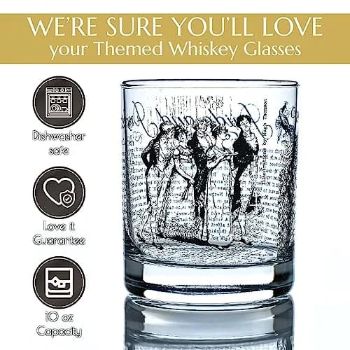 Greenline Goods Pride and Prejudice Whiskey Glasses Set of 2 | 296 ml (10 fl oz) Rocks Glass thumbnail 5