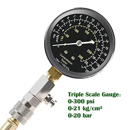 BETOOLL 8pcs Petrol Engine Cylinder Compression Tester Kit | Durable Brass Adapters & Triple Range Gauge thumbnail 2
