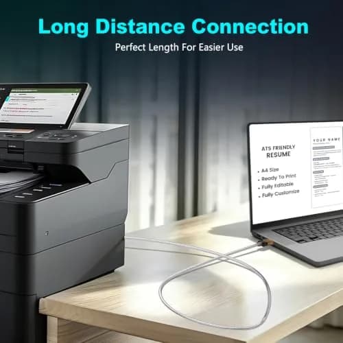 Jelly Tang USB 2.0 Printer Cable 3.66 m (12 Ft) | High-Speed Data Transfer for Printers and Scanners thumbnail 5