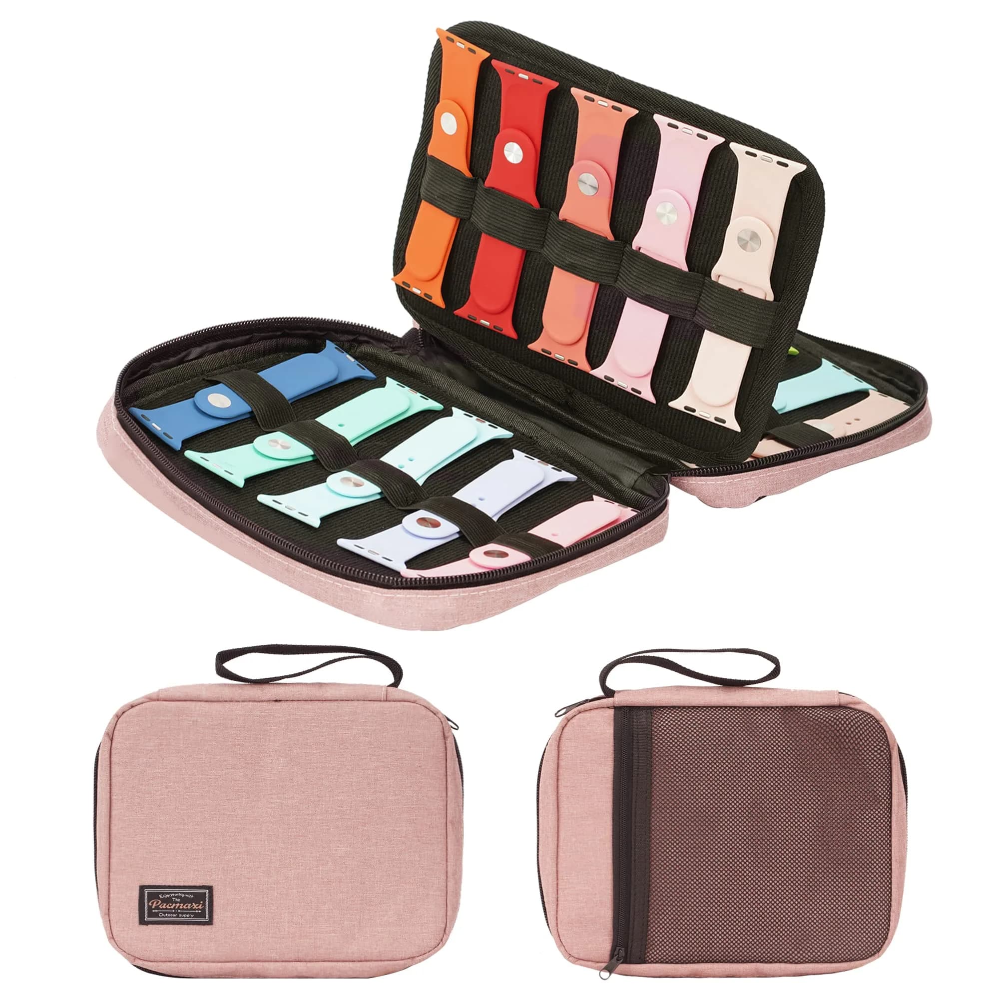 PACMAXI 20 Watch Bands Storage Carrying Case | Compact, Expandable & Portable Organizer for Watches — 1-pink