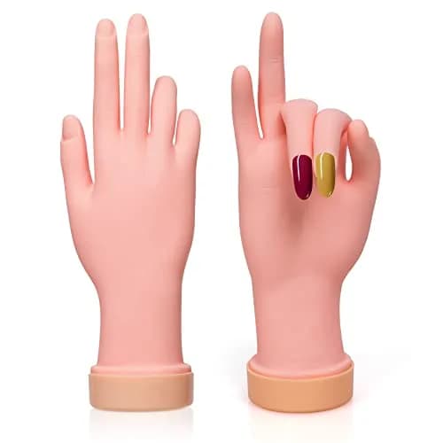 Krofaue 2 Pack Right Hand Nail Practice Trainer, Flexible Bendable Rubber with Realistic Skin Tone | Ideal for Beginners & Salon Artists thumbnail 1