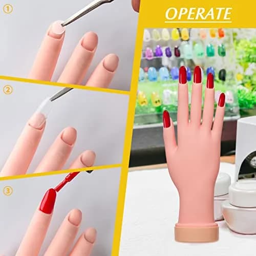 Krofaue 2 Pack Right Hand Nail Practice Trainer, Flexible Bendable Rubber with Realistic Skin Tone | Ideal for Beginners & Salon Artists thumbnail 5