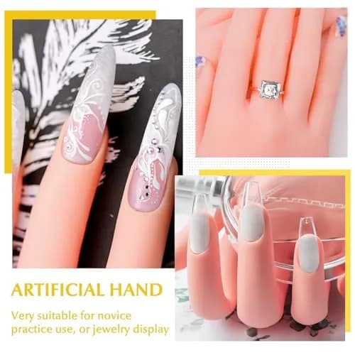 Krofaue 2 Pack Right Hand Nail Practice Trainer, Flexible Bendable Rubber with Realistic Skin Tone | Ideal for Beginners & Salon Artists thumbnail 6
