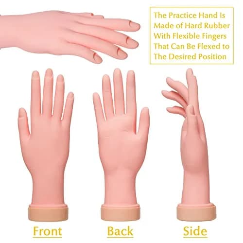 Krofaue 2 Pack Right Hand Nail Practice Trainer, Flexible Bendable Rubber with Realistic Skin Tone | Ideal for Beginners & Salon Artists thumbnail 3