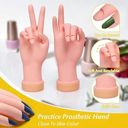 Krofaue 2 Pack Right Hand Nail Practice Trainer, Flexible Bendable Rubber with Realistic Skin Tone | Ideal for Beginners & Salon Artists thumbnail 4
