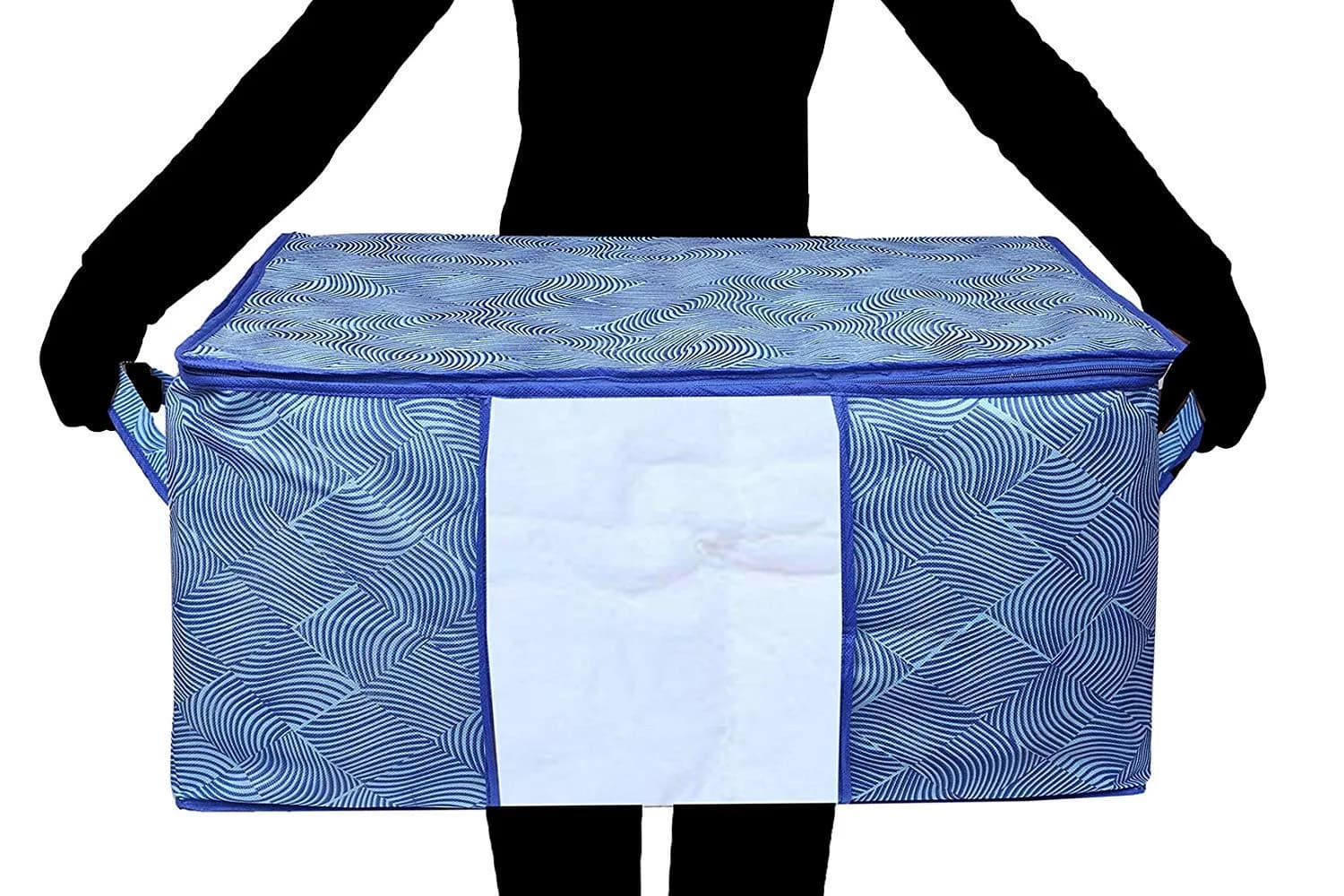 Kuber Industries Underbed Storage Bag - Extra Large, Blue, 131L (65x47x34 cm) | Durable Non-Woven Fabric Organizer with Transparent Window - view 5