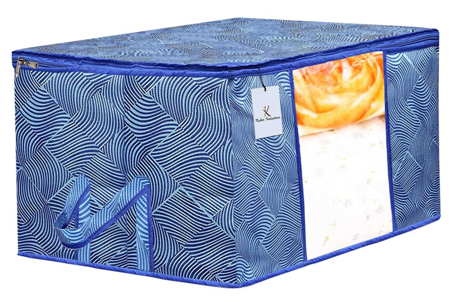 Kuber Industries Underbed Storage Bag - Extra Large, Blue, 131L (65x47x34 cm) | Durable Non-Woven Fabric Organizer with Transparent Window - view 2