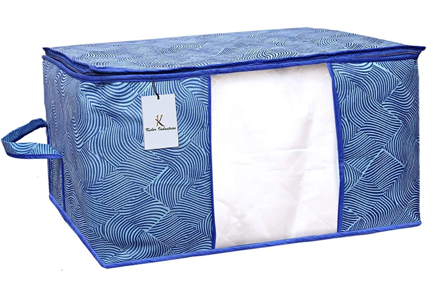 Kuber Industries Underbed Storage Bag - Extra Large, Blue, 131L (65x47x34 cm) | Durable Non-Woven Fabric Organizer with Transparent Window - view 3