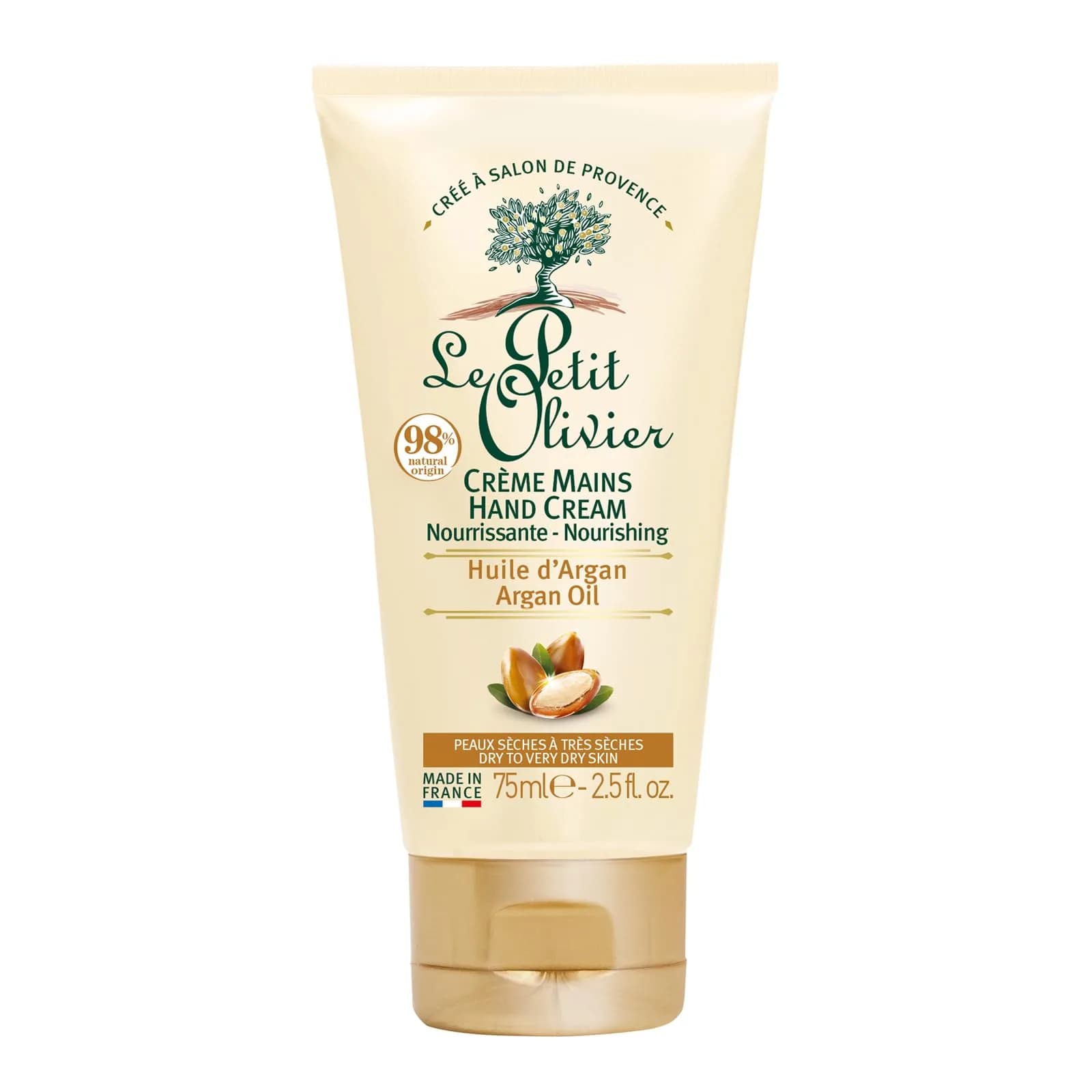 Le Petit Olivier Hand Cream - Nourishing with Argan Oil - Softens & Protects Hands - Silicone Free - 2.5 Oz
