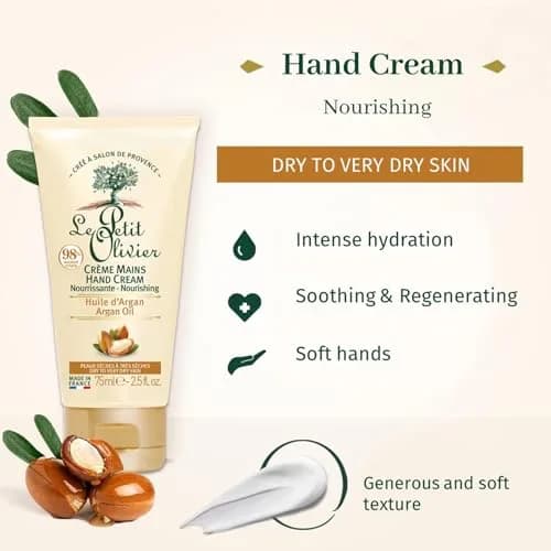 Le Petit Olivier Hand Cream - Nourishing with Argan Oil - Softens & Protects Hands - Silicone Free - 2.5 Oz thumbnail 2