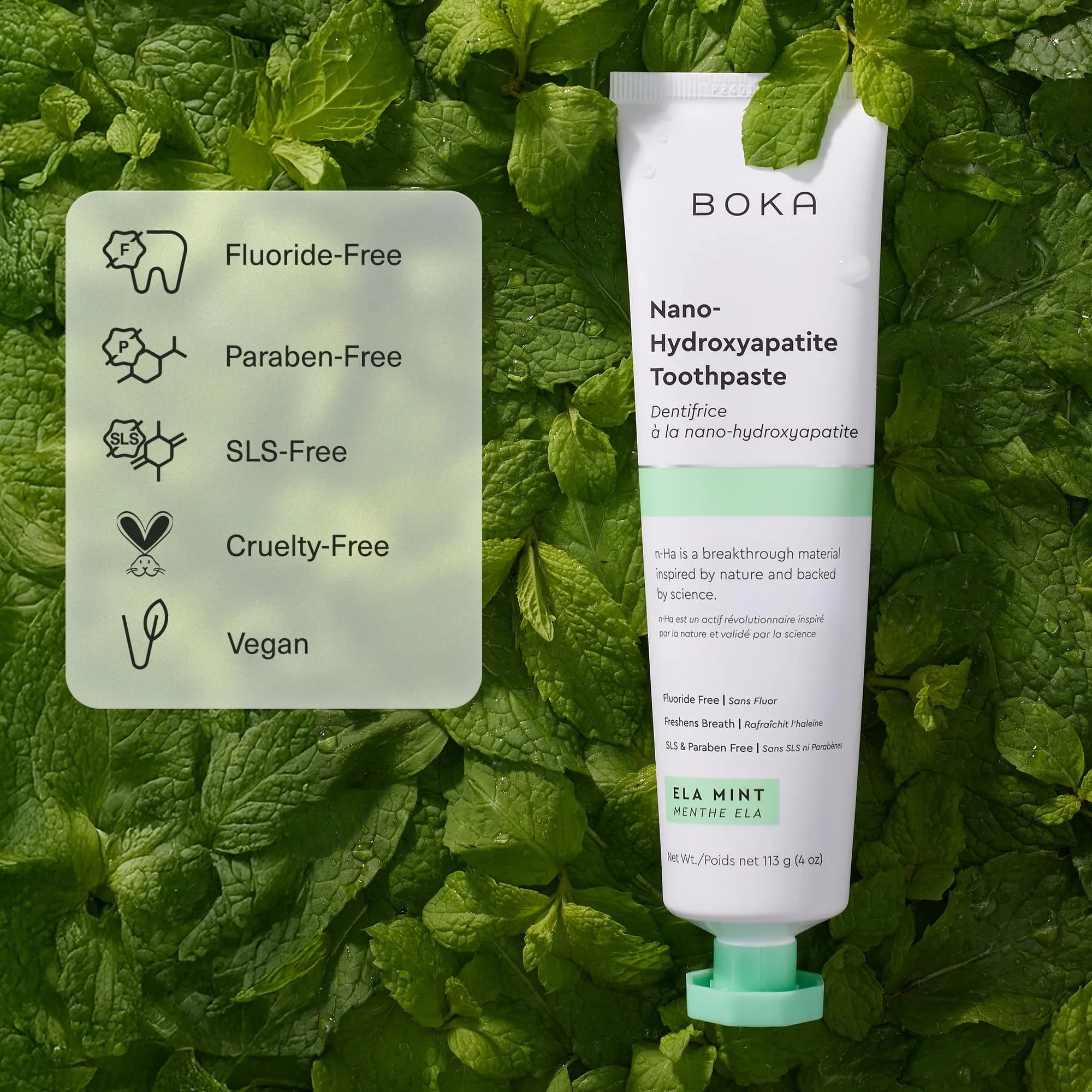 Boka Cinnamon Mint Fluoride-Free Toothpaste with Nano Hydroxyapatite, 4 Oz | Enamel Care for Sensitive Teeth - view 3