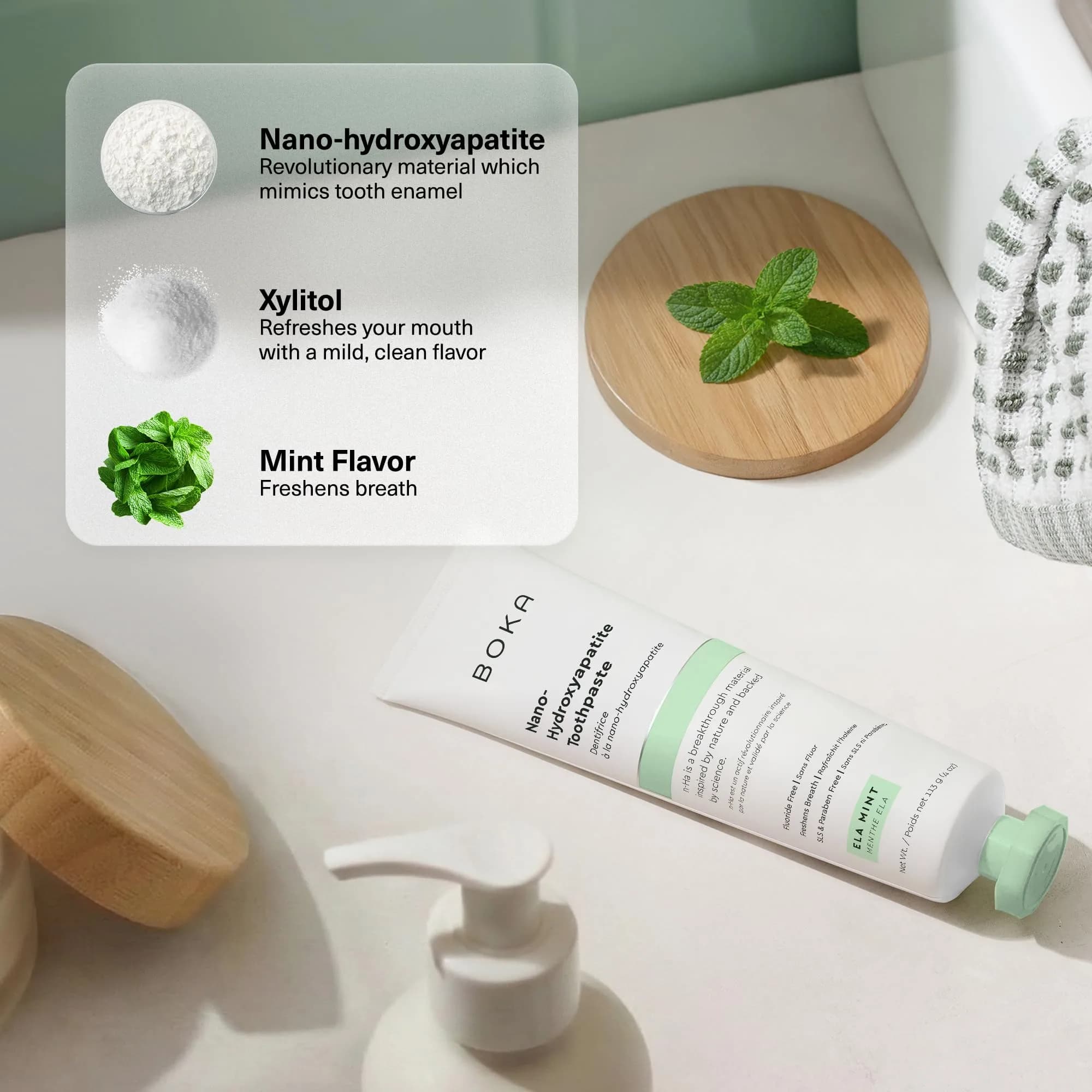 Boka Cinnamon Mint Fluoride-Free Toothpaste with Nano Hydroxyapatite, 4 Oz | Enamel Care for Sensitive Teeth - view 4