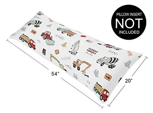 Sweet Jojo Designs Construction Truck Body Pillow Case Cover 54in x 20in | Toddler Bedding Accessory thumbnail 4
