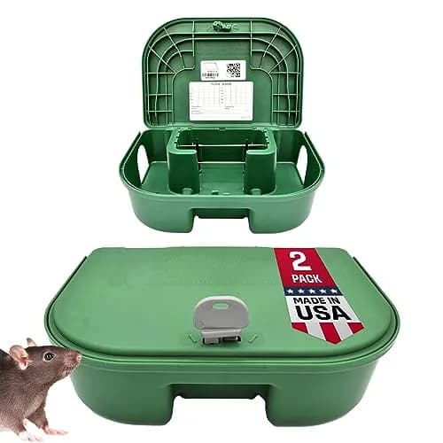 Exterminators Choice Rat Bait Stations - 2-Pack Large Green Bait Boxes | Heavy-Duty Outdoor Rodent Control thumbnail 1