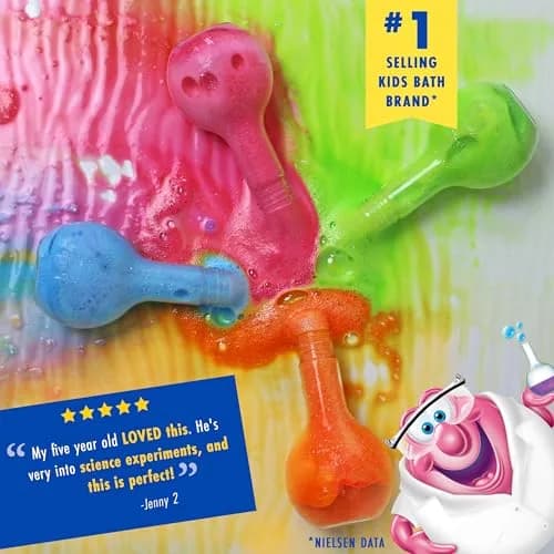 Mr. Bubble Kids Original Bath Bomb Potions - Colorful Fizzy Fun - Cool Foam and Bubble Science Beaker Bath Toys (Pack of 4) | Safe, Paraben-Free, Colorful Science Fun thumbnail 4