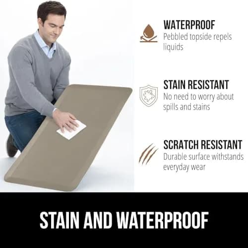 GORILLA GRIP Cushioned Antifatigue Kitchen Mat for Floor, 24x17, Taupe | Supportive 3/4 Inch Foam for Long Standing Comfort thumbnail 4