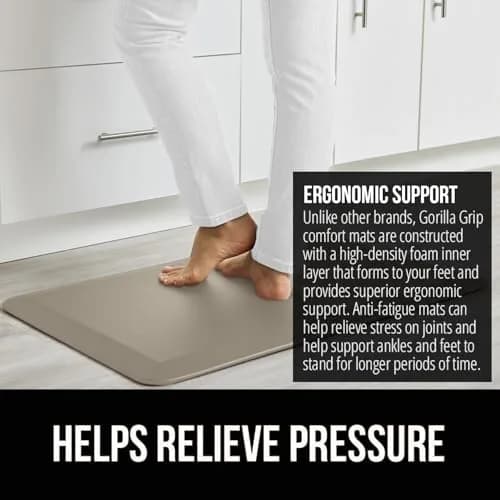 GORILLA GRIP Cushioned Antifatigue Kitchen Mat for Floor, 24x17, Taupe | Supportive 3/4 Inch Foam for Long Standing Comfort thumbnail 3