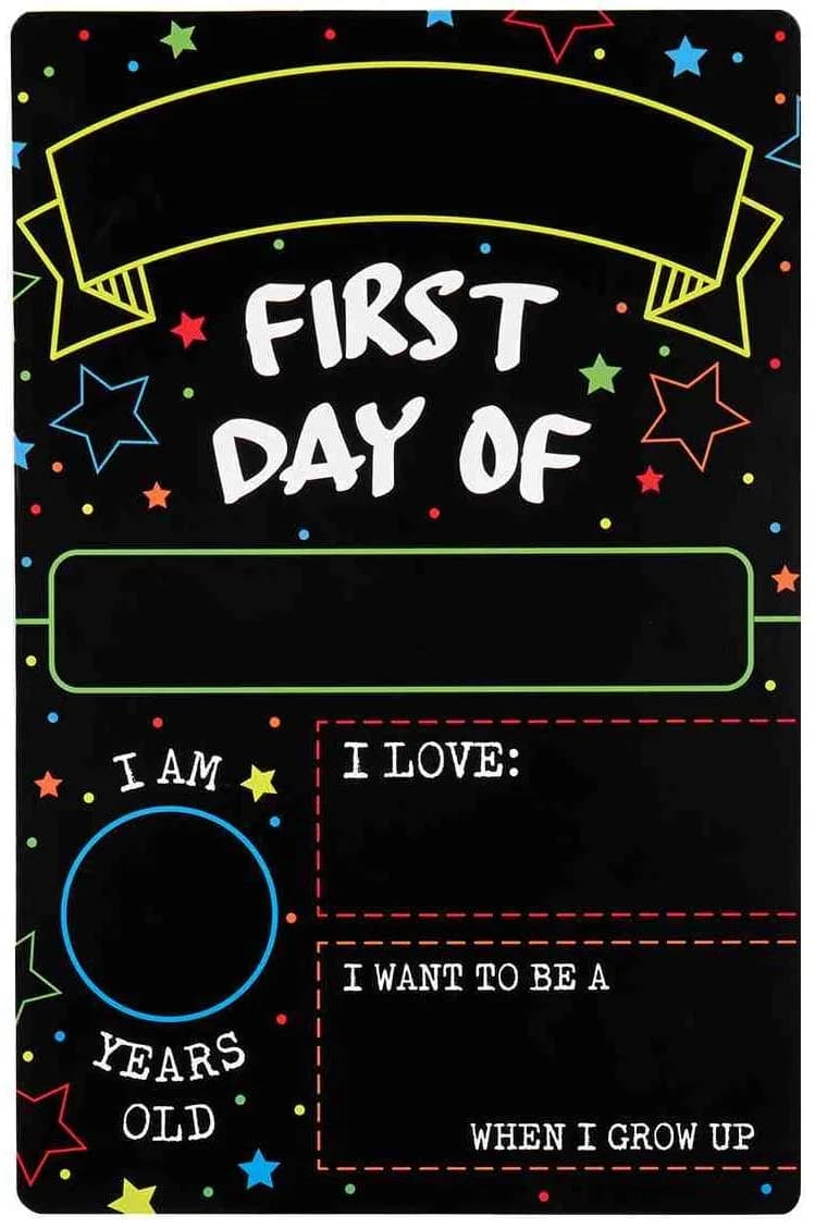 GSM Brands First Day Last Day of School Sign Double Sided Dry Erase Board 30.5cm (12" x 8") | Classic Design for Milestones — Black