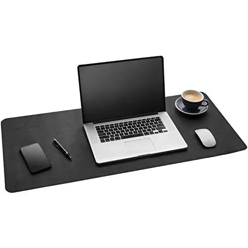 Gallaway Leather Desk Mat, Large 36" x 17" Black | Smooth PU Leather Writing Pad for Office & Home thumbnail 1