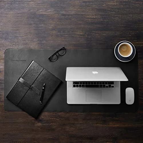 Gallaway Leather Desk Mat, Large 36" x 17" Black | Smooth PU Leather Writing Pad for Office & Home thumbnail 3