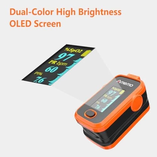 Amemo Blood Oxygen Monitor Fingertip OLED Display | Accurate SpO2 & Heart Rate with Silicone Cover thumbnail 6