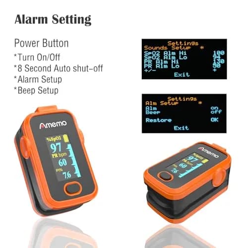 Amemo Blood Oxygen Monitor Fingertip OLED Display | Accurate SpO2 & Heart Rate with Silicone Cover thumbnail 7