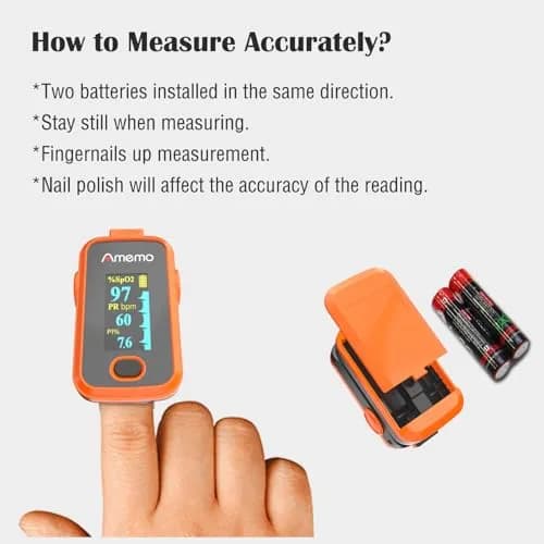 Amemo Blood Oxygen Monitor Fingertip OLED Display | Accurate SpO2 & Heart Rate with Silicone Cover thumbnail 8