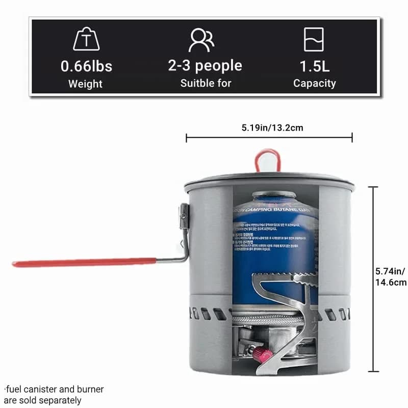 Bulin 1.5L Camping Pot with Heat Exchanger & Foldable Handle | Ultralight Aluminum Cookware for Backpacking thumbnail 2