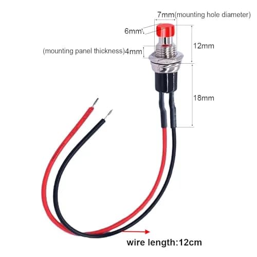 Gebildet 12pcs 7mm Mini Momentary Push Button Switch | SPST N/O 3V-230V, 1A, Round, Chassis Mount thumbnail 4