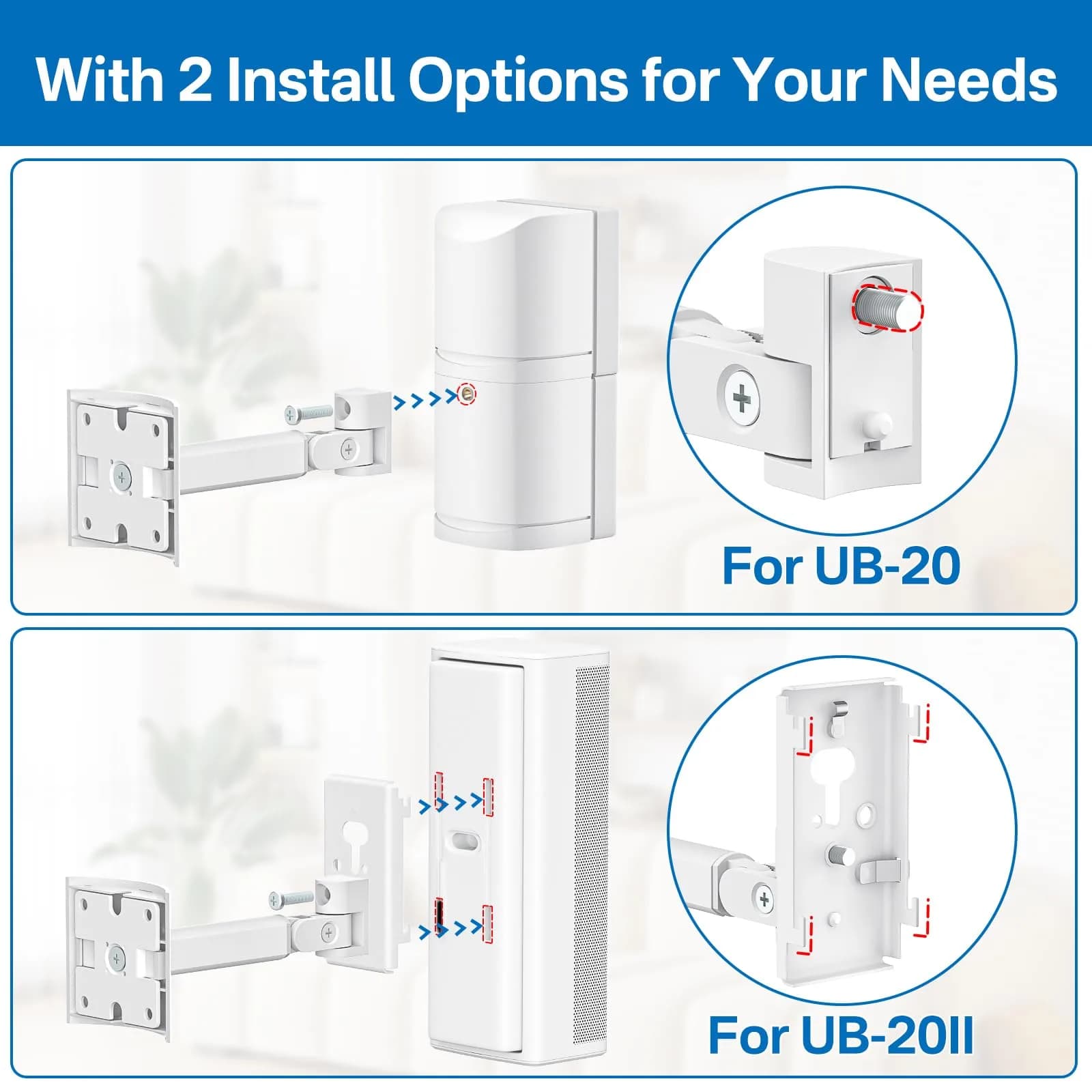 tiebutie White Adjustable Speaker Wall Mount | Ceiling & Wall Mount for Bose UB-20 Series II, SoundTouch, CineMate, Acoustimass, Cube Surround Bracket - view 2