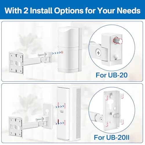 tiebutie White Adjustable Speaker Wall Mount | Ceiling & Wall Mount for Bose UB-20 Series II, SoundTouch, CineMate, Acoustimass, Cube Surround Bracket thumbnail 2