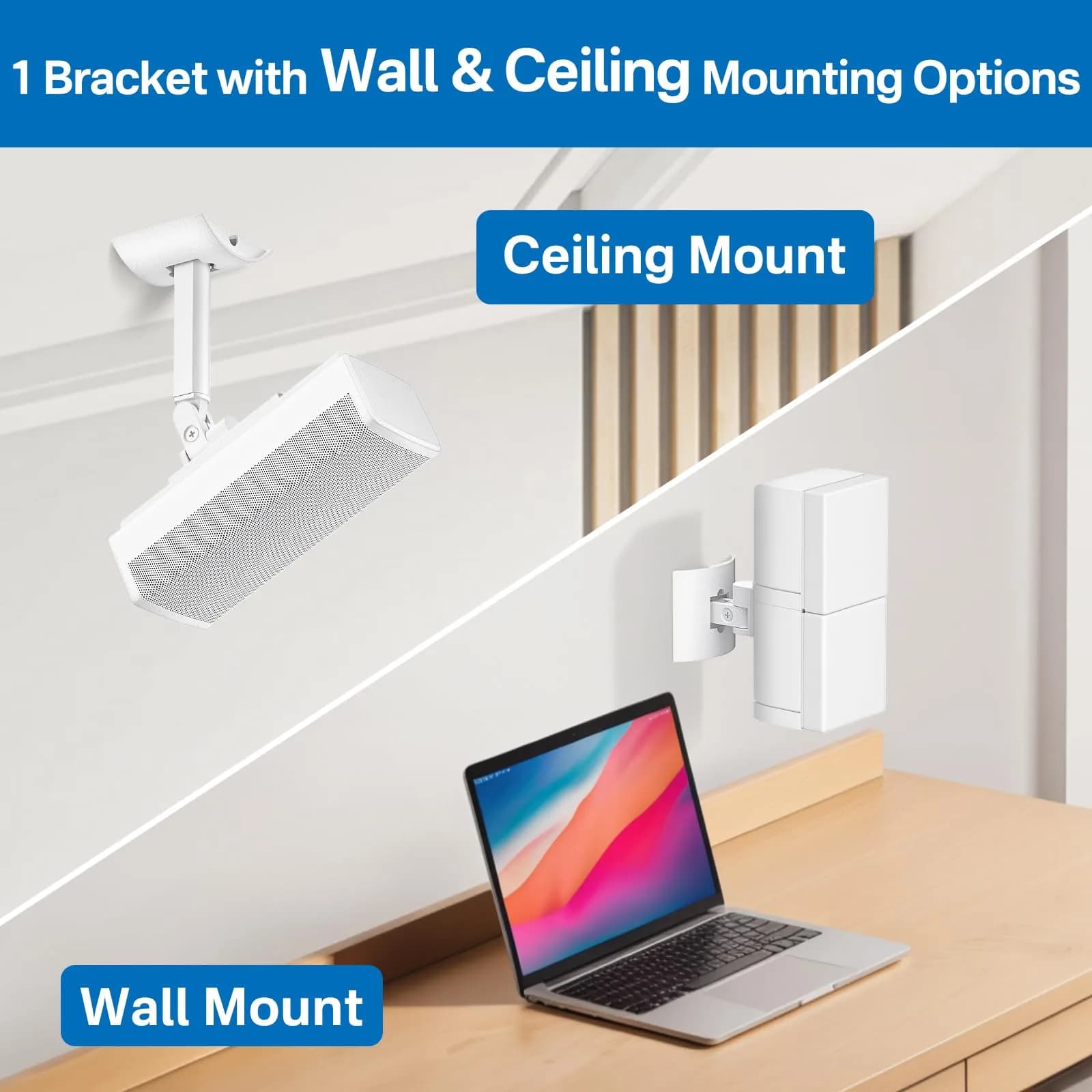 tiebutie White Adjustable Speaker Wall Mount | Ceiling & Wall Mount for Bose UB-20 Series II, SoundTouch, CineMate, Acoustimass, Cube Surround Bracket - view 4