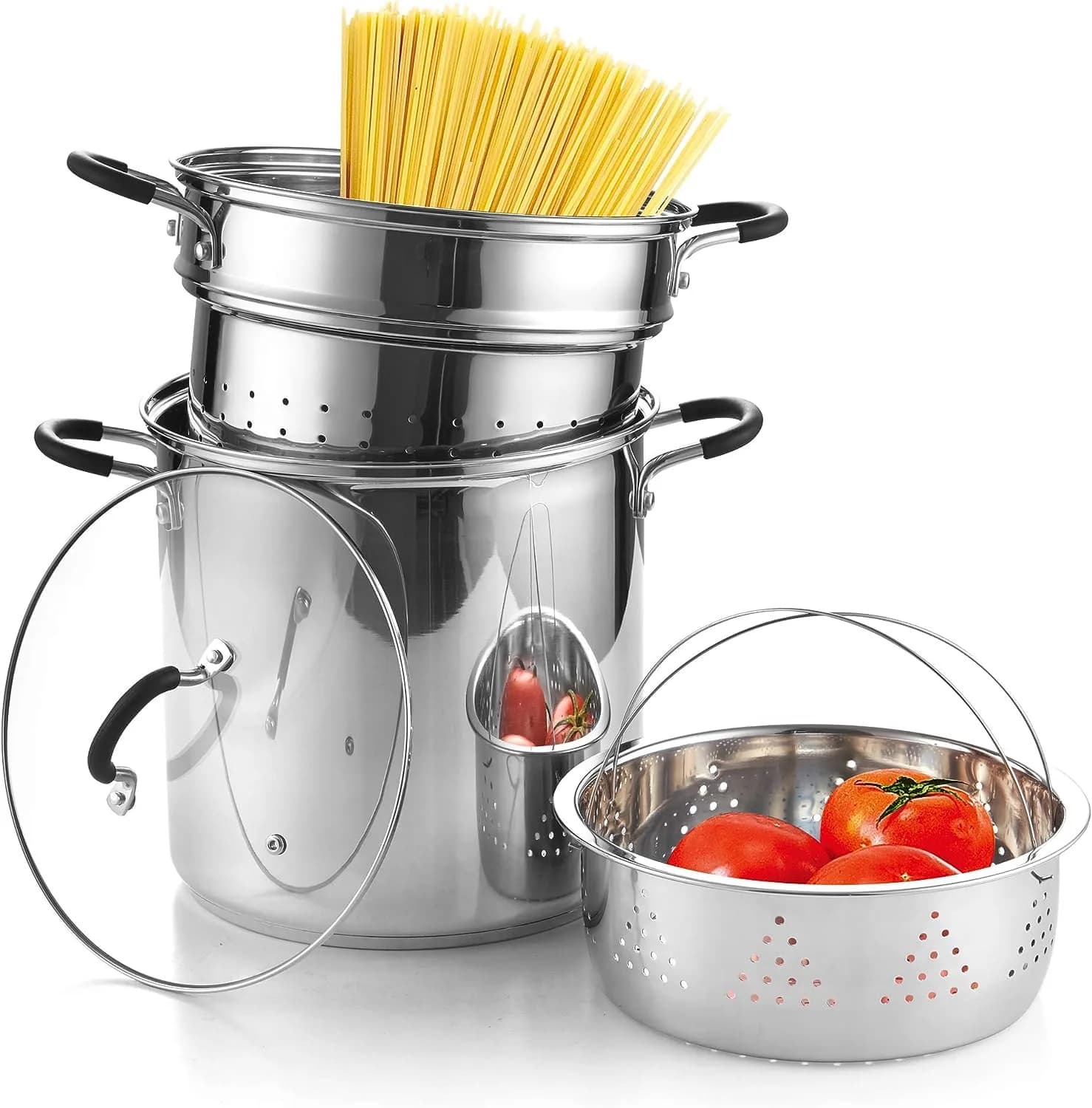 Cook N Home 12 Quart Stainless Steel Pasta Pot with Strainer Insert | 3-in-1 Multipurpose Cookware - main product image