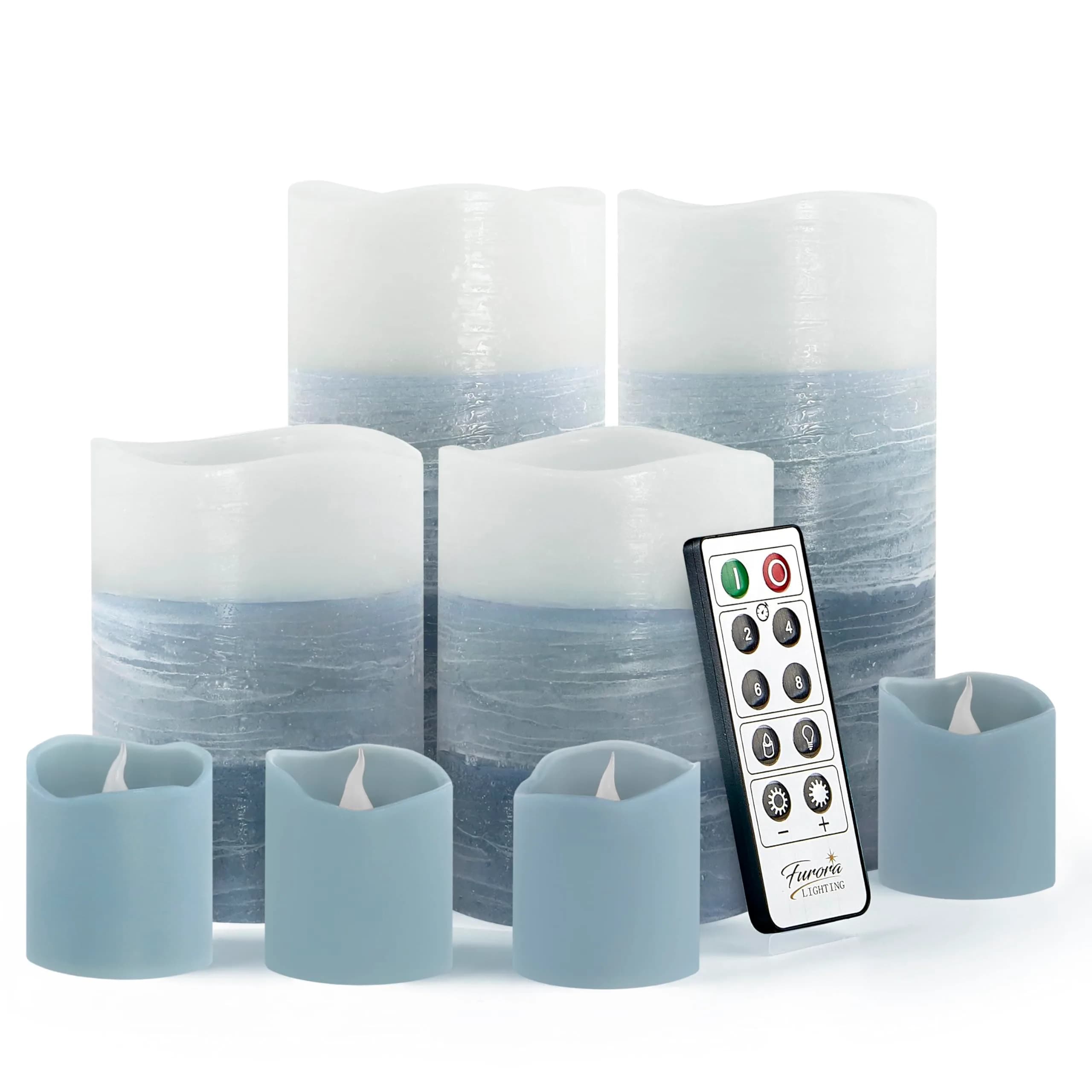 FURORA LIGHTING Blue Ombre LED Candles, 8-Pack Set with Remote & Timer | Flameless Wax Decor for Home & Events — Blue Ombre
