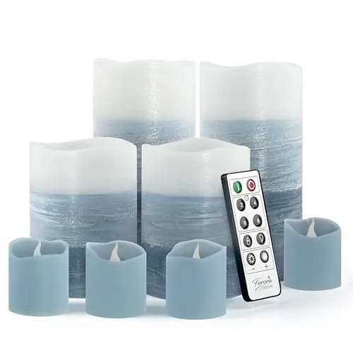 FURORA LIGHTING Blue Ombre LED Candles, 8-Pack Set with Remote & Timer | Flameless Wax Decor for Home & Events thumbnail 1