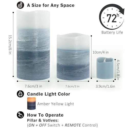 FURORA LIGHTING Blue Ombre LED Candles, 8-Pack Set with Remote & Timer | Flameless Wax Decor for Home & Events thumbnail 6