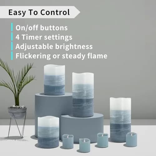 FURORA LIGHTING Blue Ombre LED Candles, 8-Pack Set with Remote & Timer | Flameless Wax Decor for Home & Events thumbnail 3
