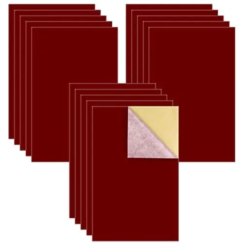 Thyores Red Velvet Adhesive Sheets 21cm x 30cm (A4 Size) | 15PCS Pack for Crafts & Decor thumbnail 1