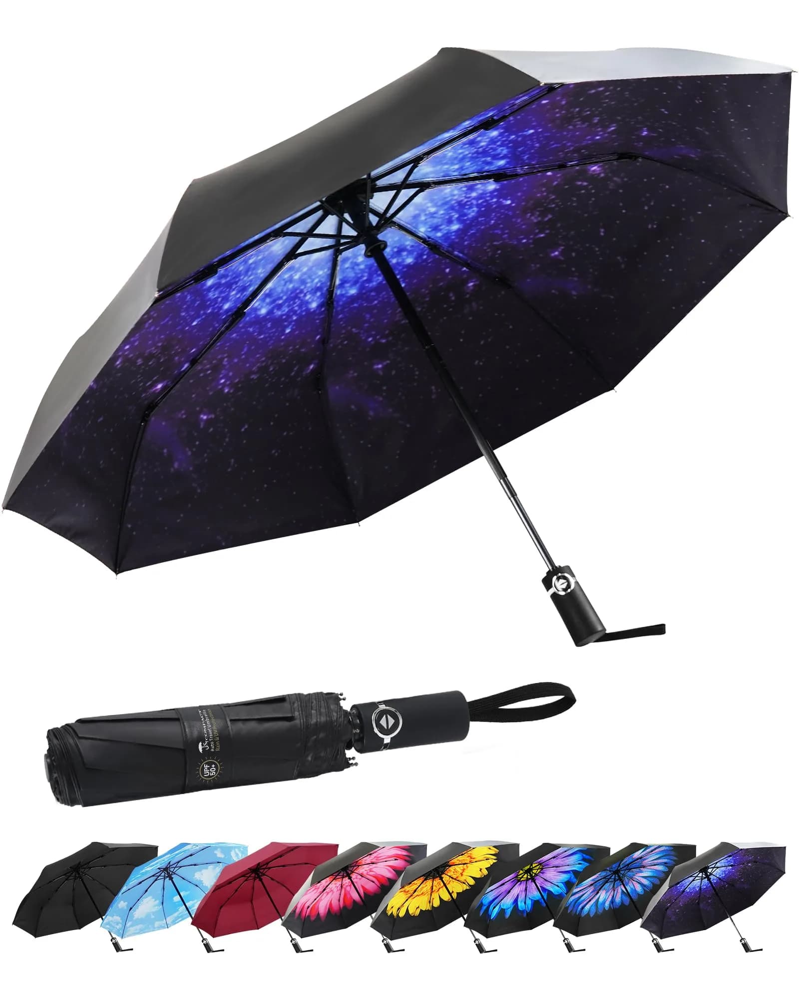 SY COMPACT Travel Umbrella for Rain, Windproof Automatic Compact Umbrella | Lightweight, Windproof, UV Coated