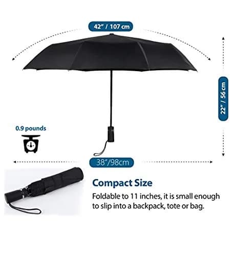 SY COMPACT Travel Umbrella for Rain, Windproof Automatic Compact Umbrella | Lightweight, Windproof, UV Coated thumbnail 3